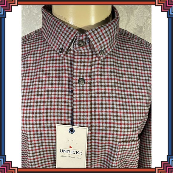 UNTUCKit MEN'S 100% COTTON FLANNEL "REGULAR FIT" SHIRT (NEW) - Picture 4 of 9